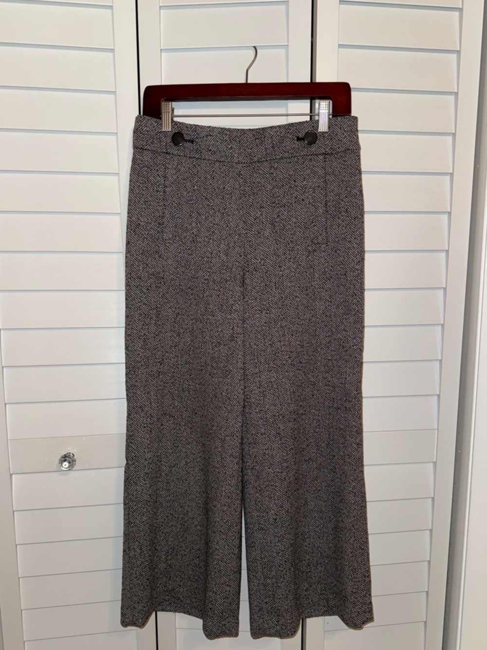 Ann Taylor Wide-Leg Tweed-Effect Pants in Gray
